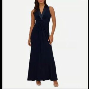 Adrianna Papell Black Tuxedo Evening Gown Formal BNWT 10